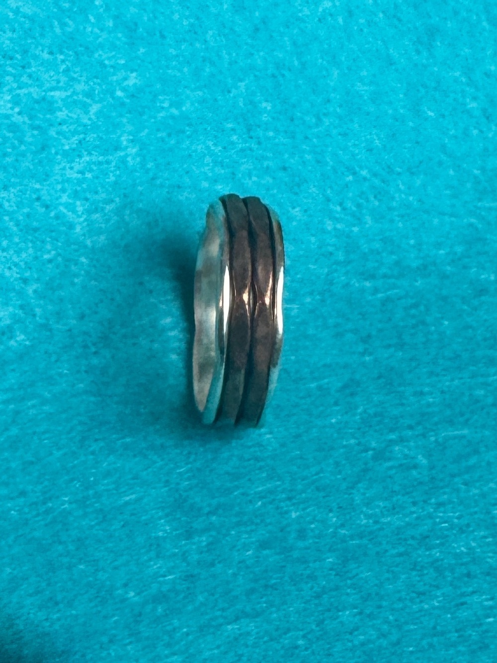 Sterling Silver Fidget Ring with Moveable Copper Bands 0189